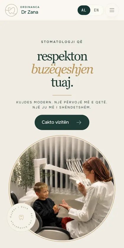 The Dr. Zana Clinic website on a phone