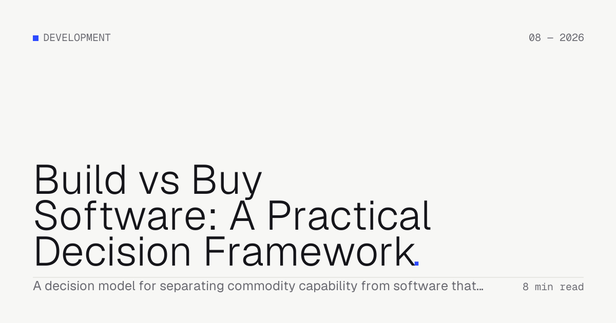 Build vs Buy Software: A Practical Decision Framework — Troiana insight cover