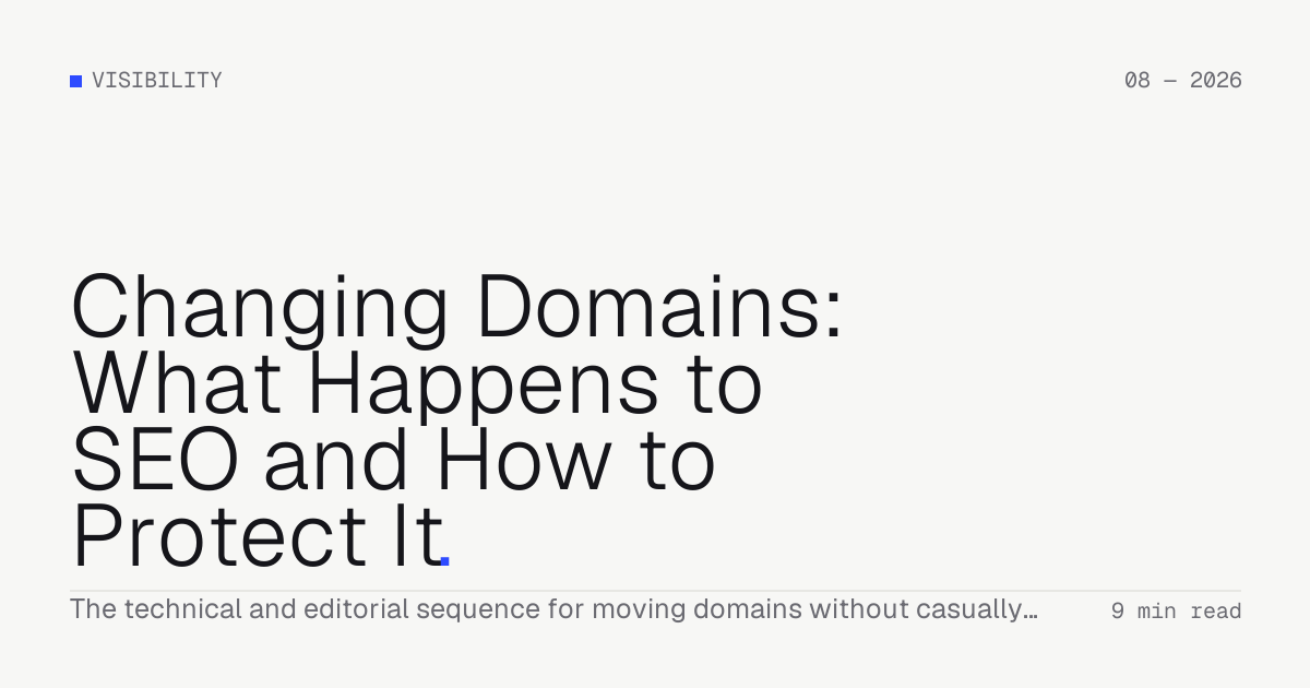 Changing Domains: What Happens to SEO and How to Protect It — Troiana insight cover