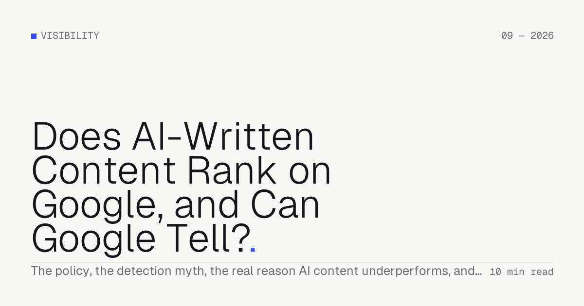 Does AI-Written Content Rank on Google, and Can Google Tell? — Troiana insight cover