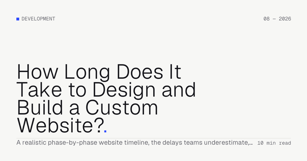 How Long Does It Take to Design and Build a Custom Website? — Troiana insight cover