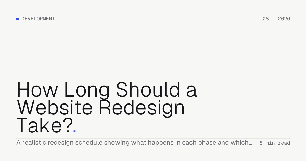 How Long Should a Website Redesign Take? — Troiana insight cover