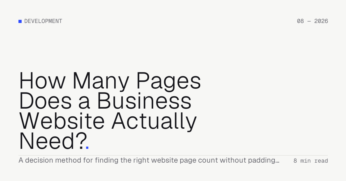 How Many Pages Does a Business Website Actually Need? — Troiana insight cover