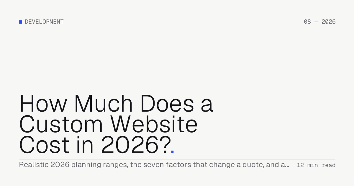 How Much Does a Custom Website Cost in 2026? — Troiana insight cover