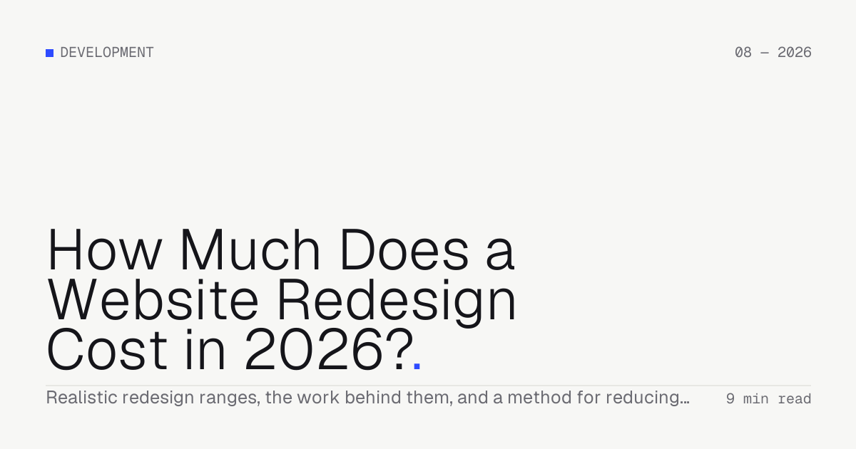 How Much Does a Website Redesign Cost in 2026? — Troiana insight cover