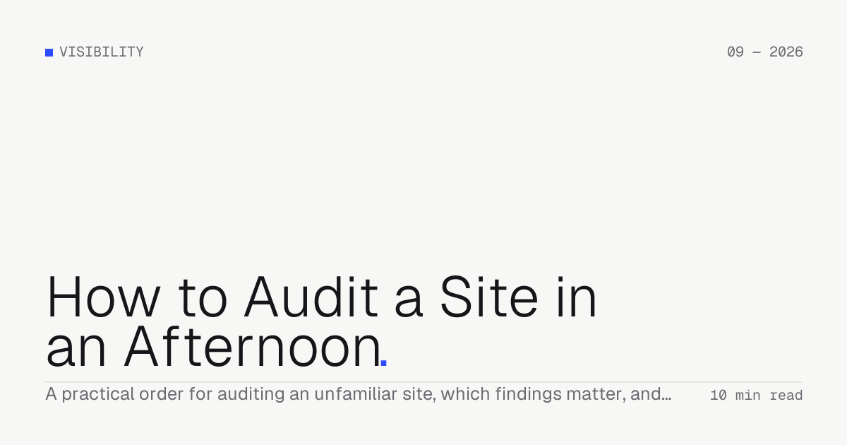 How to Audit a Site in an Afternoon — Troiana insight cover