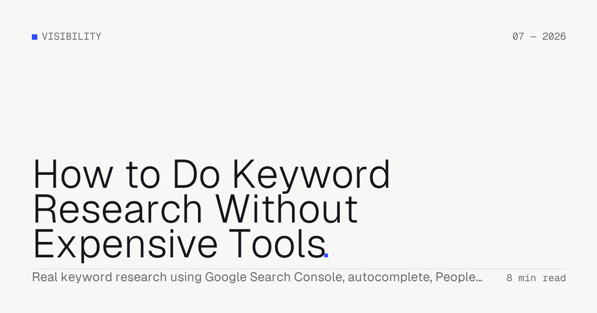 How to Do Keyword Research Without Expensive Tools — Troiana insight cover