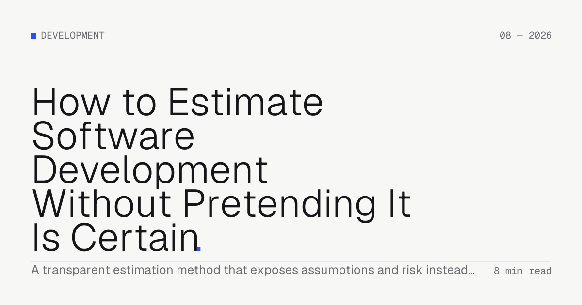 How to Estimate Software Development Without Pretending It Is Certain — Troiana insight cover