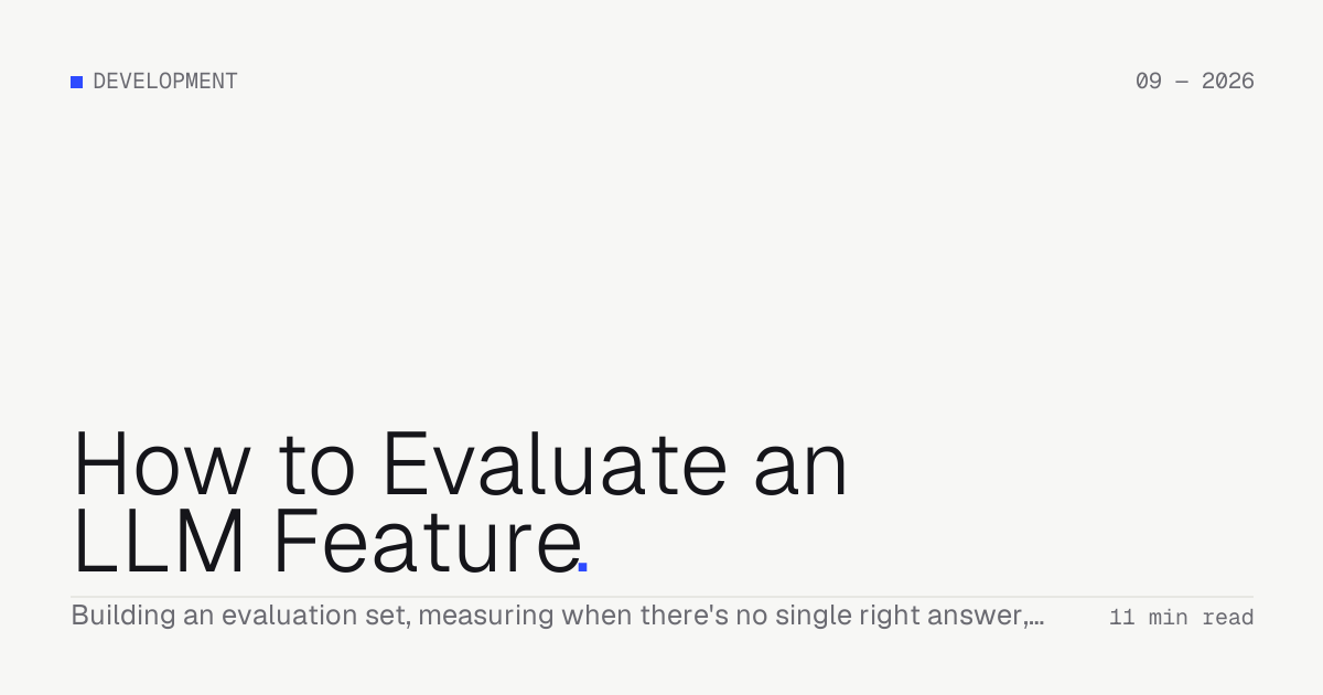 How to Evaluate an LLM Feature — Troiana insight cover