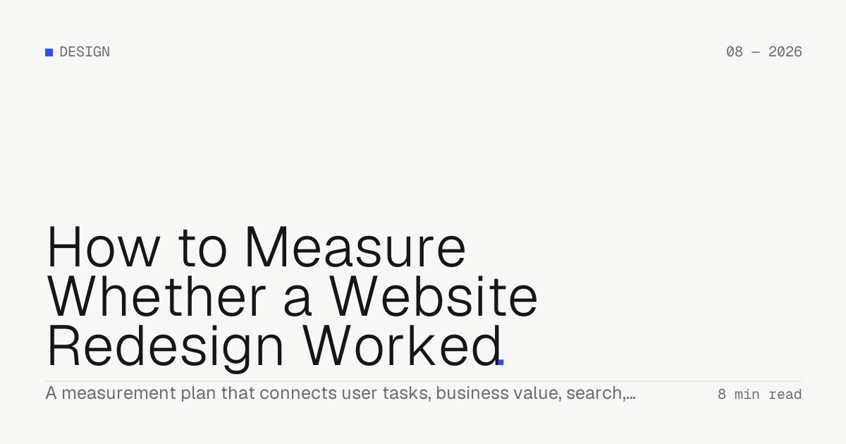 How to Measure Whether a Website Redesign Worked — Troiana insight cover