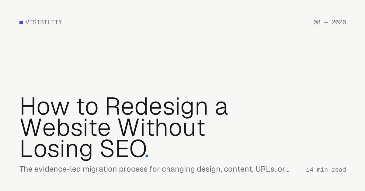How to Redesign a Website Without Losing SEO — Troiana insight cover