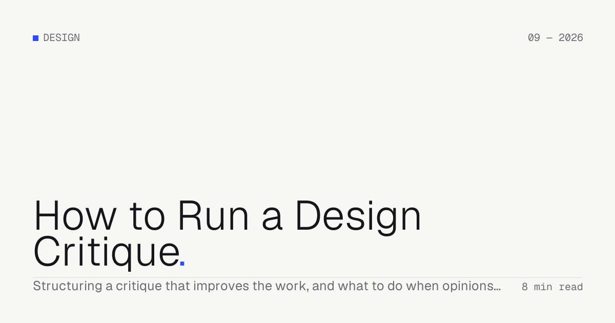 How to Run a Design Critique — Troiana insight cover