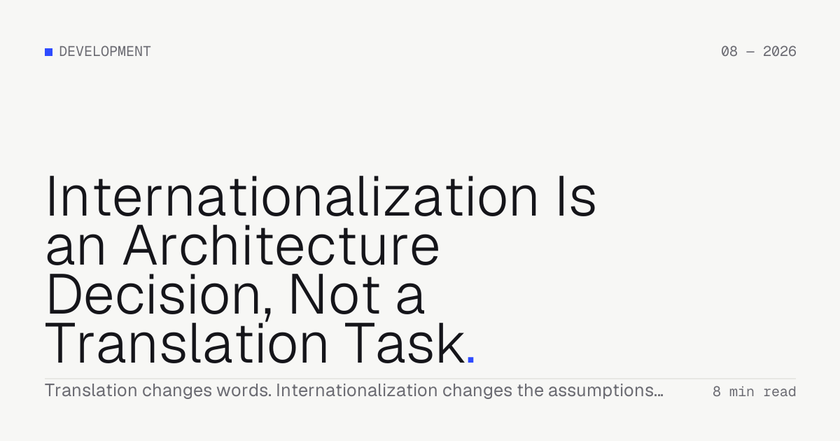 Internationalization Is an Architecture Decision, Not a Translation Task — Troiana insight cover