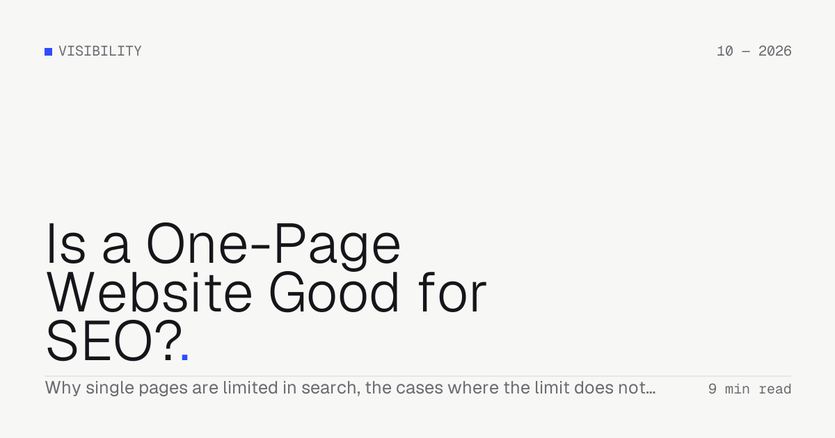 Is a One-Page Website Good for SEO? — Troiana insight cover