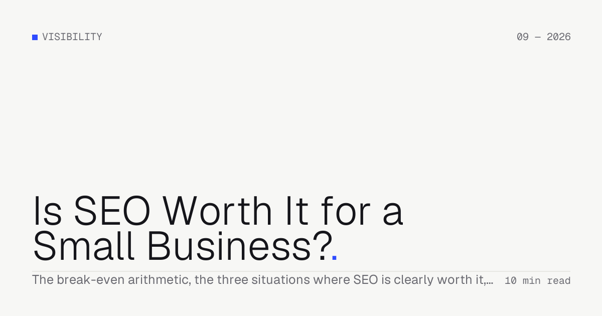Is SEO Worth It for a Small Business? — Troiana insight cover