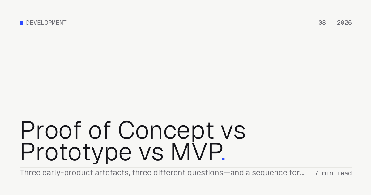 Proof of Concept vs Prototype vs MVP — Troiana insight cover