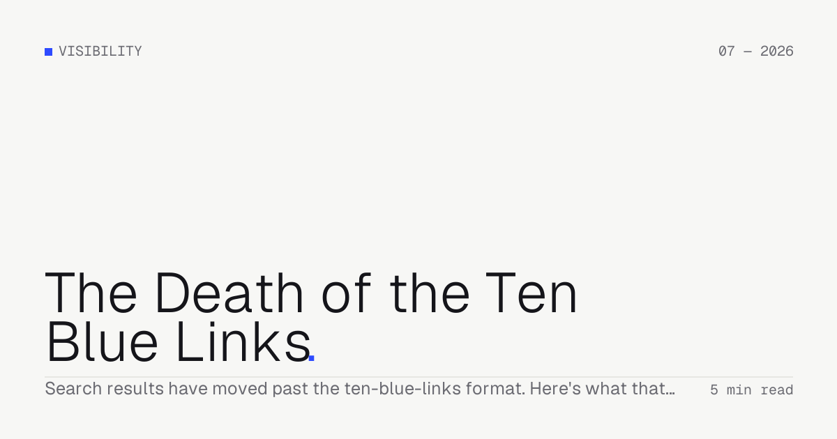 The Death of the Ten Blue Links — Troiana insight cover