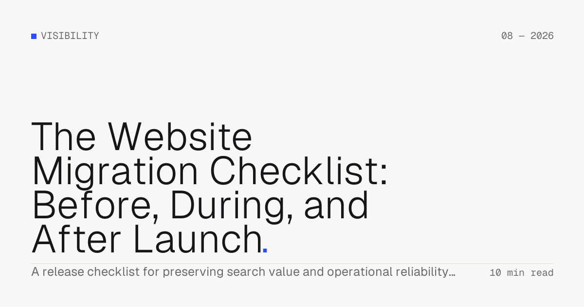 The Website Migration Checklist: Before, During, and After Launch — Troiana insight cover