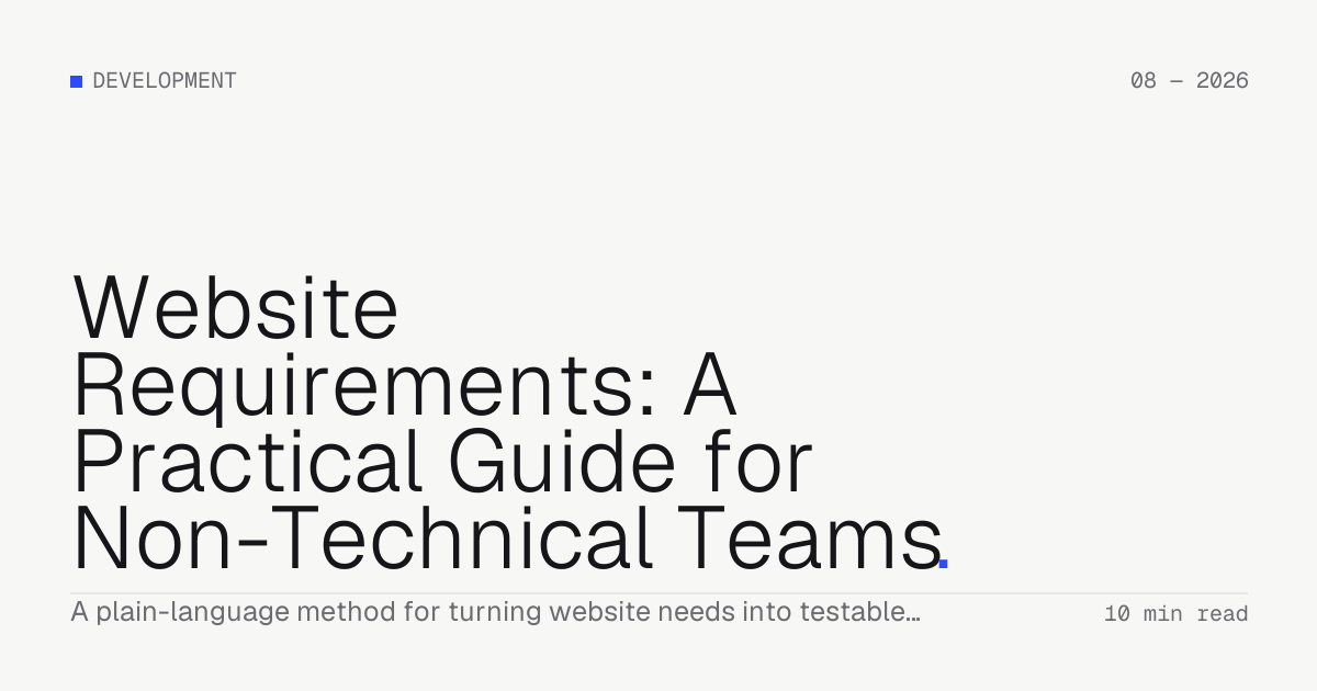 Website Requirements: A Practical Guide for Non-Technical Teams — Troiana insight cover