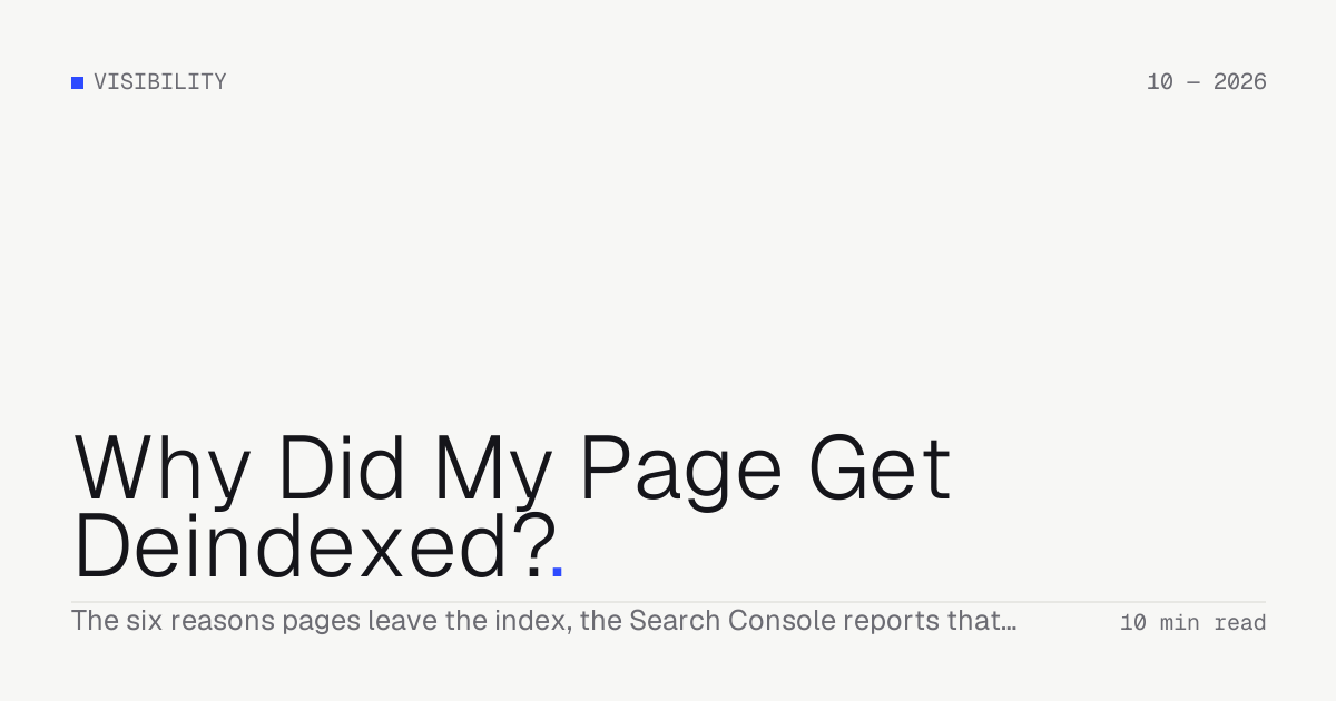 Why Did My Page Get Deindexed? — Troiana insight cover