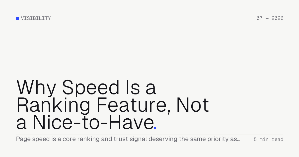 Why Speed Is a Ranking Feature, Not a Nice-to-Have — Troiana insight cover