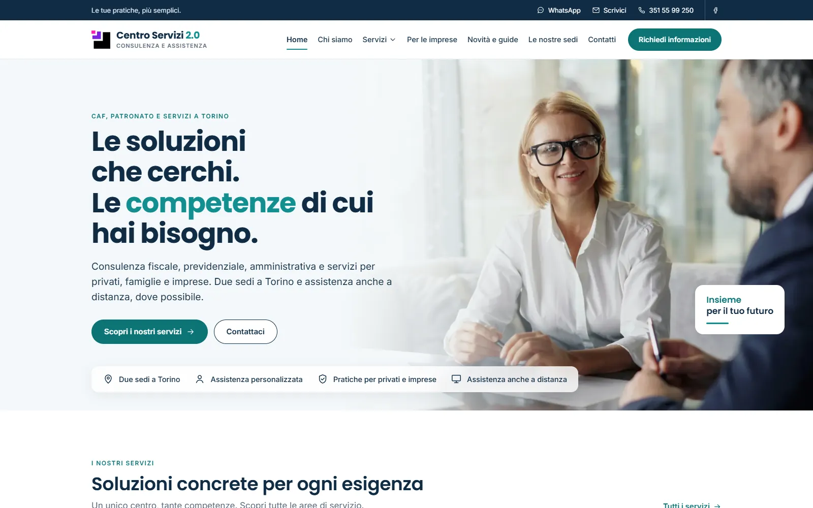 The Centro Servizi 2.0 homepage at centroserviziduepuntozero.com.