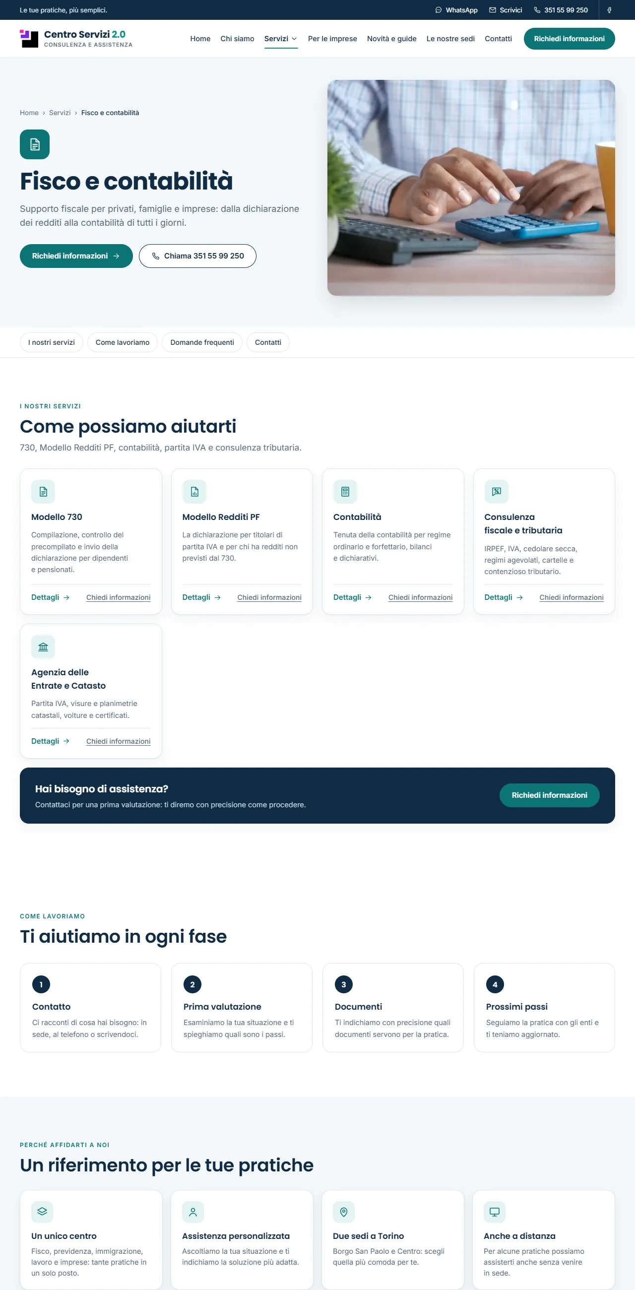 Centro Servizi 2.0 — A service area page.