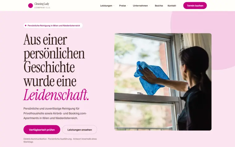 Cleaning Lady Company homepage