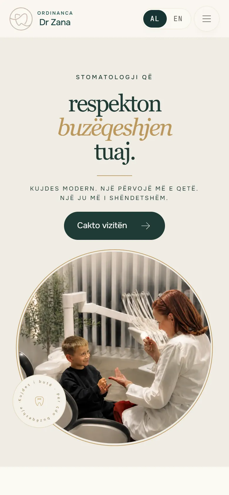 Dr. Zana Clinic homepage on a phone.