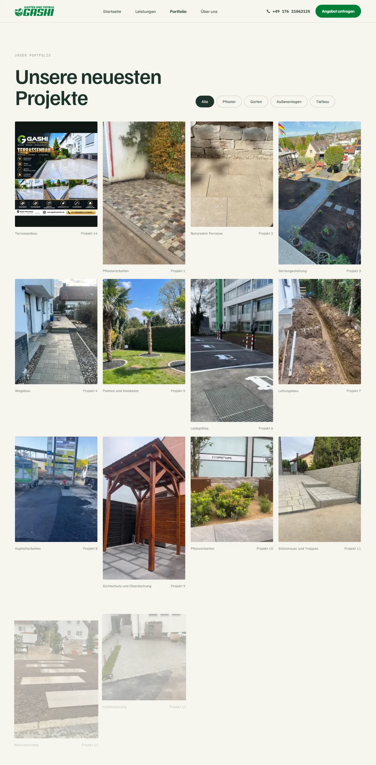 Egashi GaLaBau — Portfolio page.