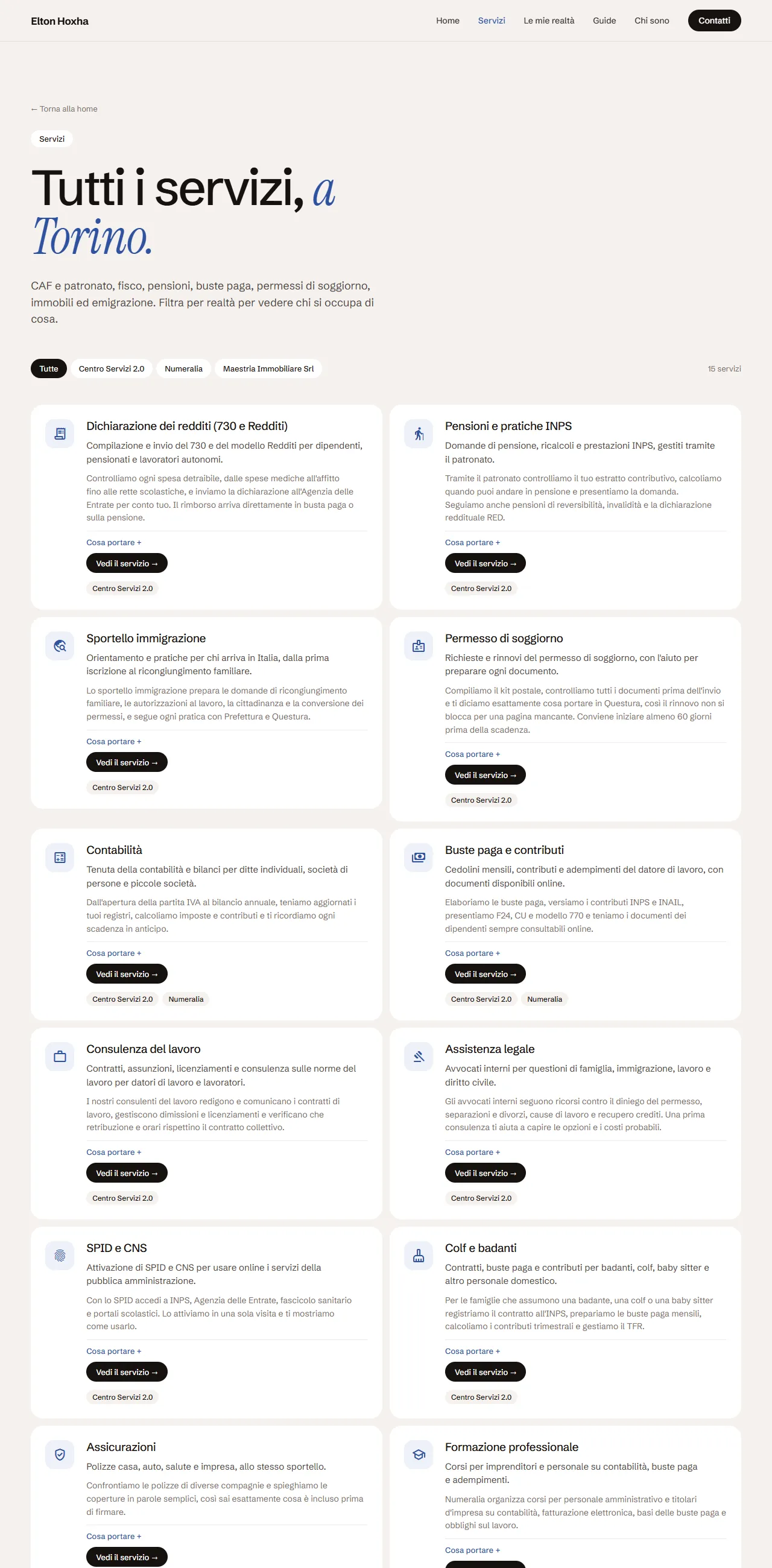 Elton Hoxha — Services page.