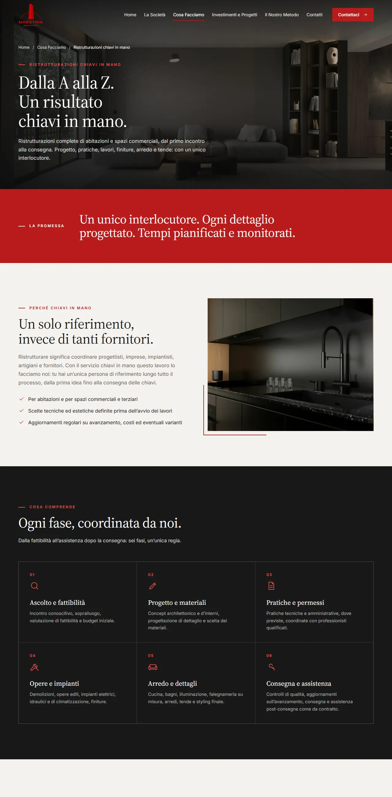 Maestria Immobiliare — Turnkey renovation page.