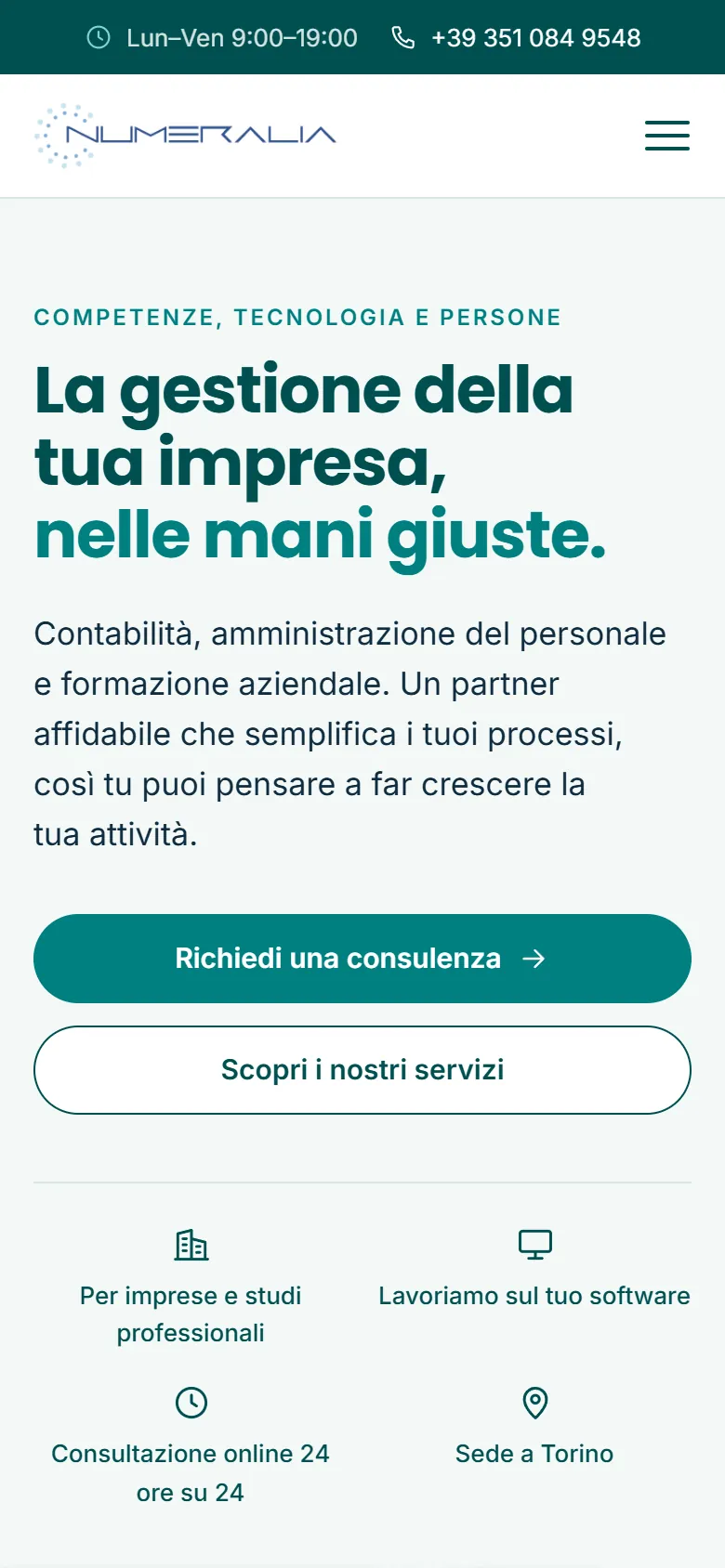 Numeralia homepage on a phone.