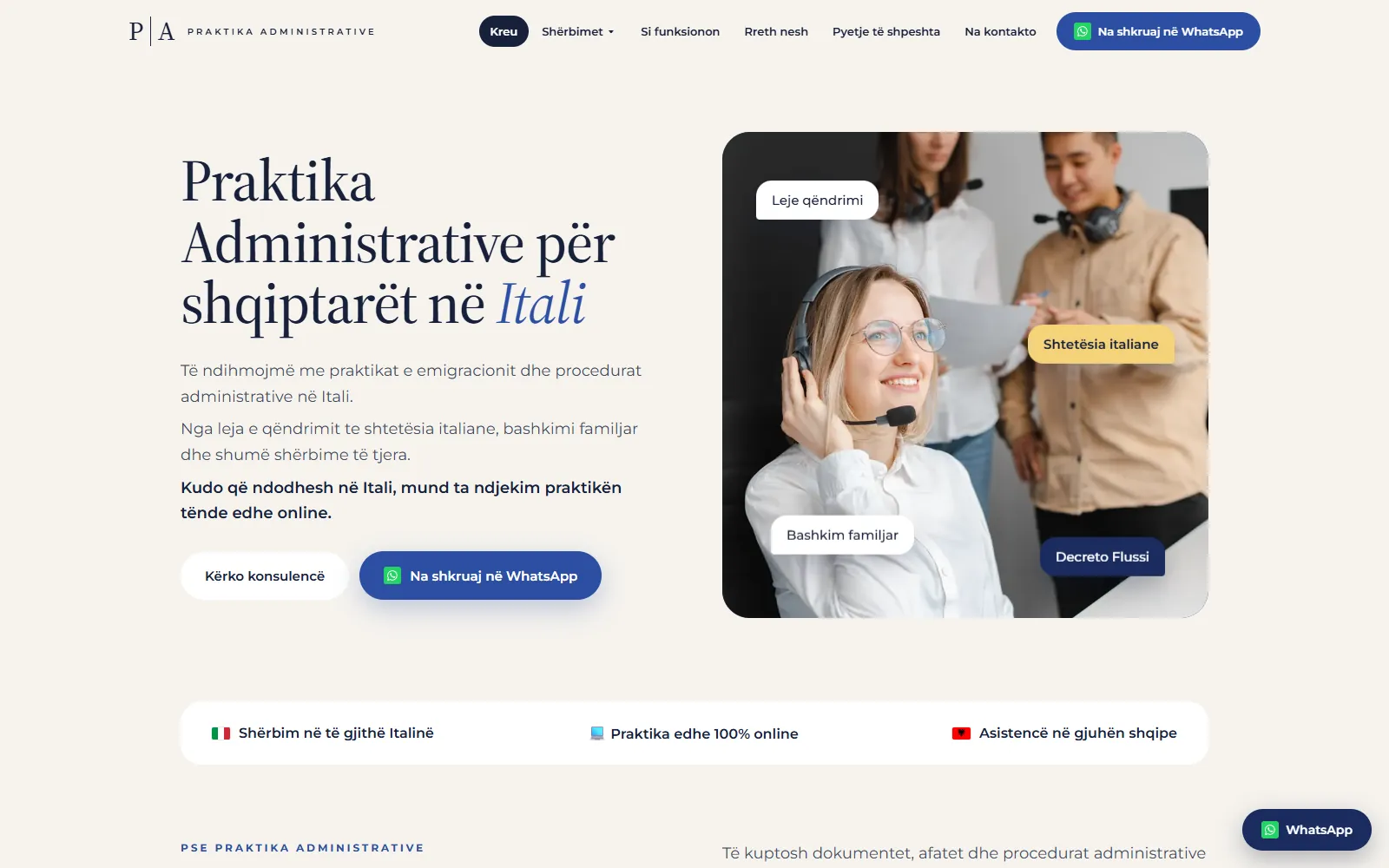 The Praktika homepage at praktikaemigracioni.com.