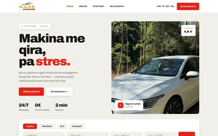 Rent a Car Mars homepage