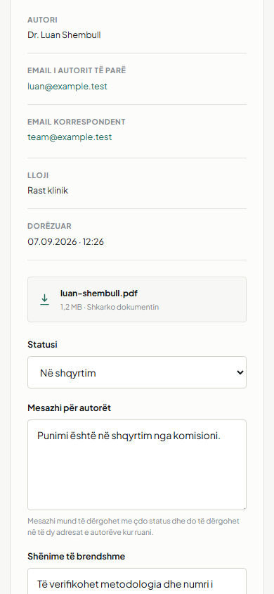 Mobile SHSRK admin showing abstract metadata and protected download.